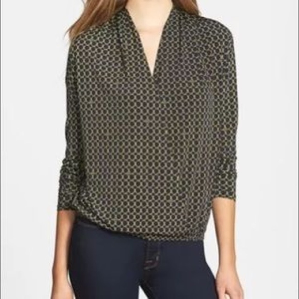 Michael Kors Navy Wrap Blouse Size Medium